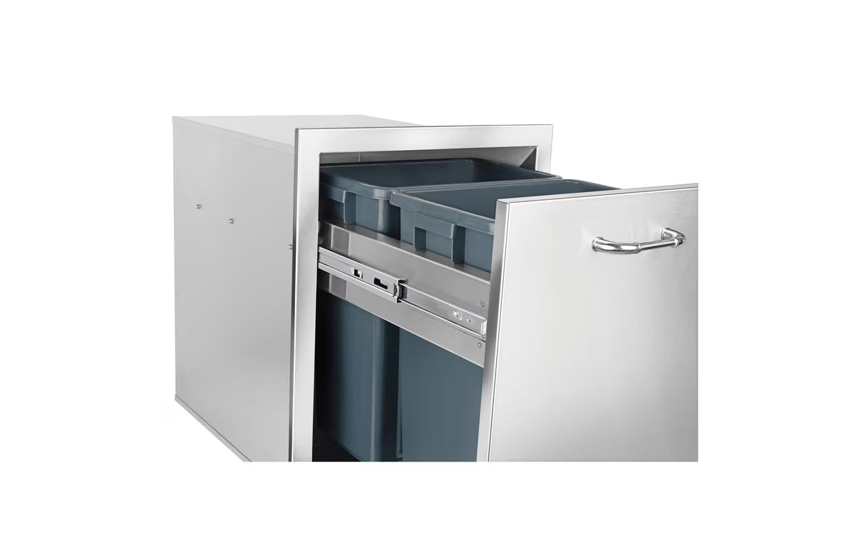 Bull Outdoor Products 20-Inch Stainless Steel Double Trash/Recycle Drawer w/ Reveal