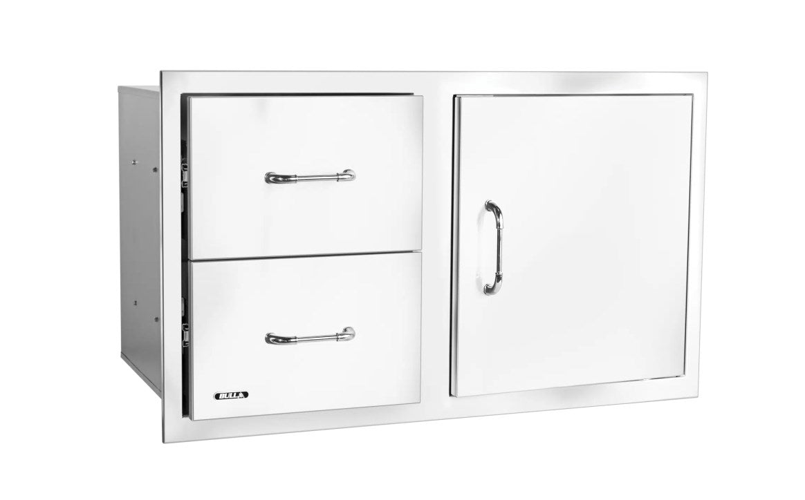 Bull Outdoor Products 30" Stainless Steel Single Storage Door and 2 Drawers with Reveal