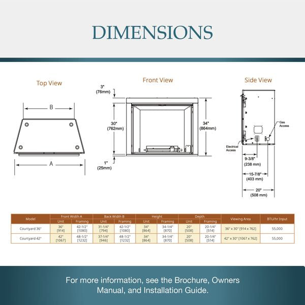 Heatilator Courtyard 42" Vent Free Gas Fireplace Insert w/Logs and Grate