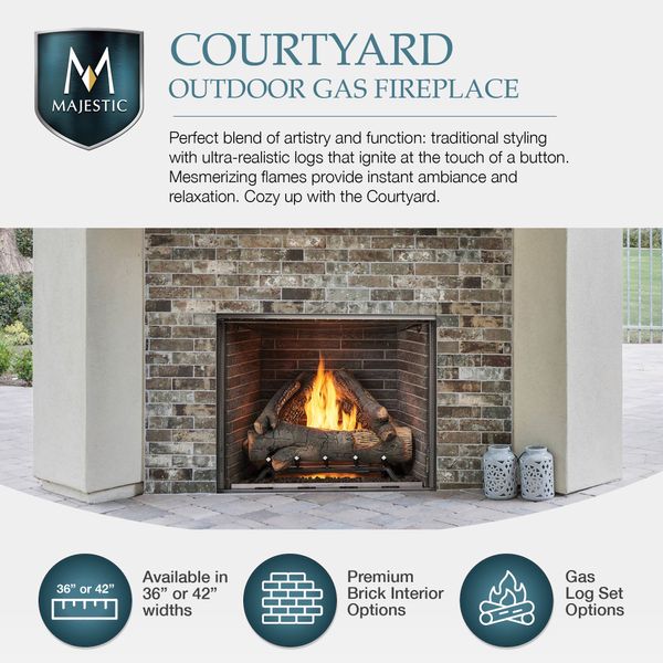 Heatilator Courtyard 42" Vent Free Gas Fireplace Insert w/Logs and Grate