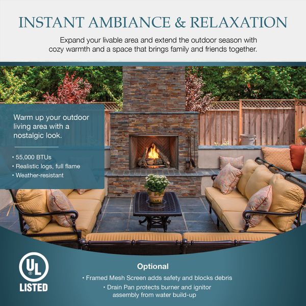 Heatilator Courtyard 42" Vent Free Gas Fireplace Insert w/Logs and Grate