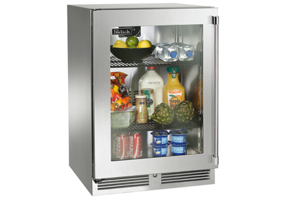 Perlick 24 inch Signature Series Outdoor Refrigerator, Stainless Steel w/Glass Door