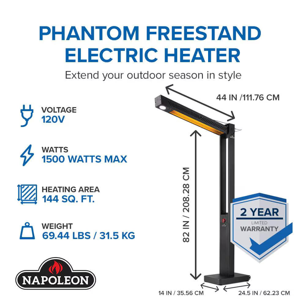 Napoleon Phantom Freestanding 1500W Electric Infrared Patio Heater